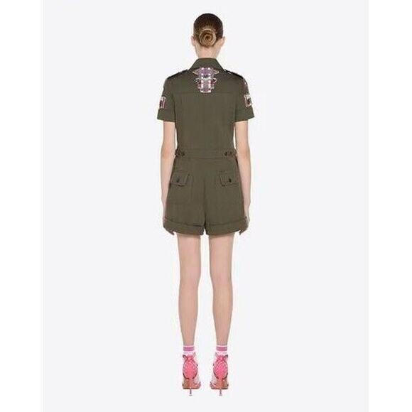 NEW NWT Valentino embroidered gabardine romper green aztec 1 Piece Sz 12 - Picture 3 of 9